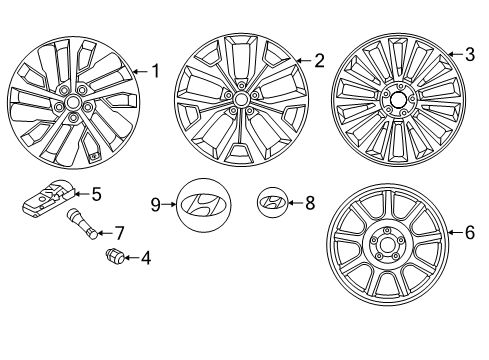 2020 Hyundai Palisade Wheels Aluminium Wheel Assembly Diagram for 52910-S8100