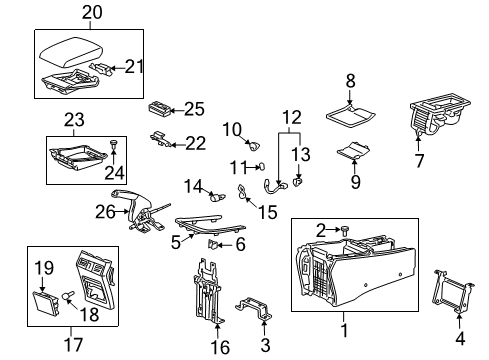 2006 Acura TL Rear Console Holder Assembly, Cup (Gun Metallic) Diagram for 77230-SEP-A02ZA