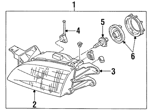 1994 Ford Aspire Headlamps Composite Assembly Diagram for F4BZ13008C