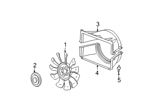 2000 GMC Yukon Cooling System, Radiator, Water Pump, Cooling Fan Shroud-Radiator Fan Lower Diagram for 15707562