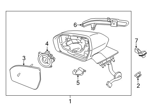 2020 Lincoln Nautilus Mirrors Mirror Glass Diagram for JL7Z-17K707-B