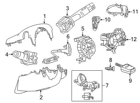 2019 Chevrolet Spark Shroud, Switches & Levers Upper Column Cover Diagram for 95395169