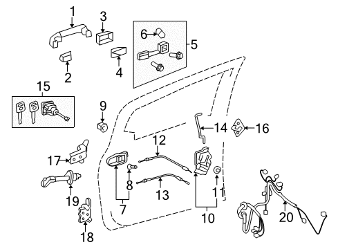 2014 Toyota Yaris Front Door Handle, Outside Diagram for 69211-52100-J0