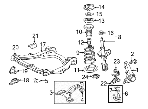 2010 Toyota Camry Front Suspension Components, Lower Control Arm, Stabilizer Bar Strut Diagram for 48520-09F90