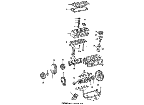 1993 Oldsmobile Cutlass Ciera Engine Parts, Mounts, Cylinder Head & Valves, Camshaft & Timing, Oil Pan, Oil Pump, Crankshaft & Bearings, Pistons, Rings & Bearings Seal Unit-Inlet Valve Stem Oil /.300 Mm Oversize Diagram for 470111