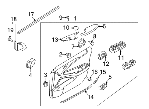 2014 Hyundai Sonata Mirrors Front Door Armrest Assembly Left Diagram for 82710-3Q050-RAS