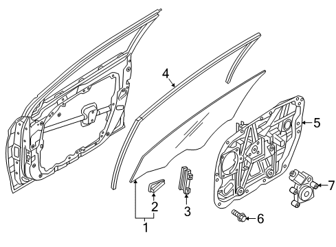 2018 Hyundai Sonata Rear Door Glass Assembly-Front Door, RH Diagram for 82420-C2000