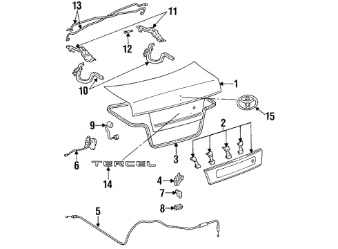 1993 Toyota Tercel Trunk Cylinder & Keys Diagram for 69055-16280-03