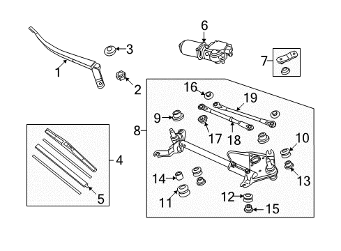 2012 Honda Accord Wiper & Washer Components Link, FR. Wiper Diagram for 76530-TE0-A01