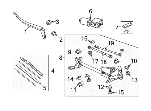 2012 Honda Accord Wiper & Washer Components Blade, Windshield Wiper Diagram for 76620-TA0-A02