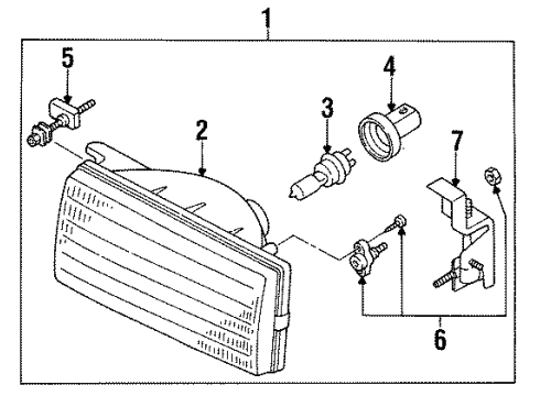 1990 Nissan Sentra Bulbs Passenger Side Headlight Assembly Diagram for B6010-84A00