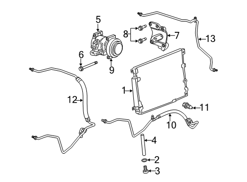 2013 Cadillac CTS A/C Condenser, Compressor & Lines AC Tube Diagram for 19418050