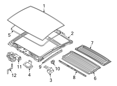 2010 BMW M6 Sunroof Covering Front Diagram for 54107071131