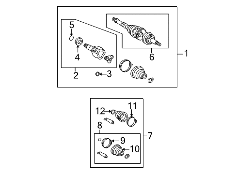 2005 Toyota MR2 Spyder Axle Shaft - Rear Inner Joint Assembly Diagram for 43030-32080