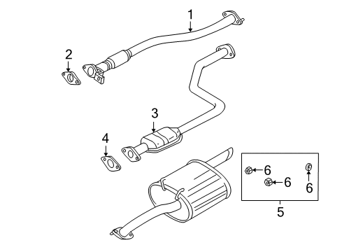 2001 Hyundai Accent Exhaust Components Center Exhaust Pipe Diagram for 28650-25010