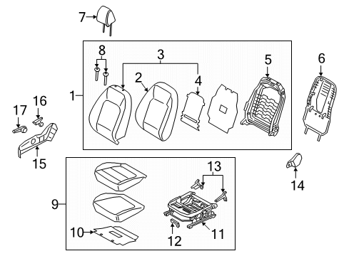 2020 Hyundai Kona Electric Passenger Seat Components CCS ECU Assembly Diagram for 88196-K4250