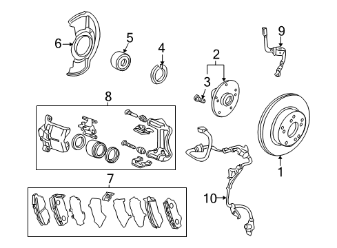 2017 Honda Accord Anti-Lock Brakes Caliper Sub-Assembly, Right Front Diagram for 45018-T3L-A30