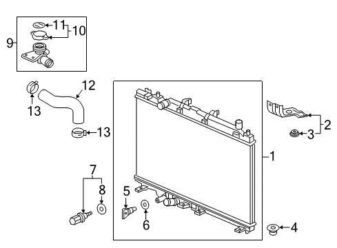 2020 Honda HR-V Radiator & Components Bracket, R. (Upper) Diagram for 74171-T7W-A00