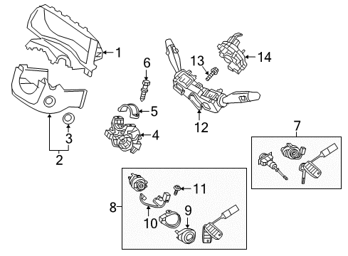 2019 Kia Niro Shroud, Switches & Levers Lock Key & Cylinder Set Diagram for 81905G5120