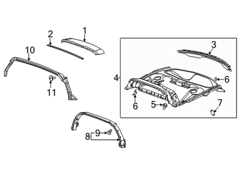 2021 Chevrolet Corvette Roof & Components Roof Cover Diagram for 84761097