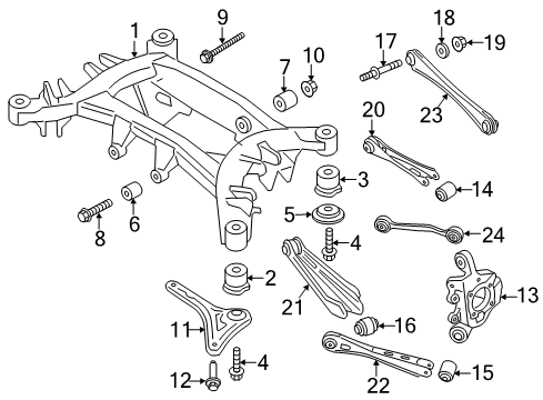 2015 BMW X4 Rear Suspension Components, Lower Control Arm, Upper Control Arm, Ride Control, Stabilizer Bar Hexagon Collar Screw Diagram for 07129907282
