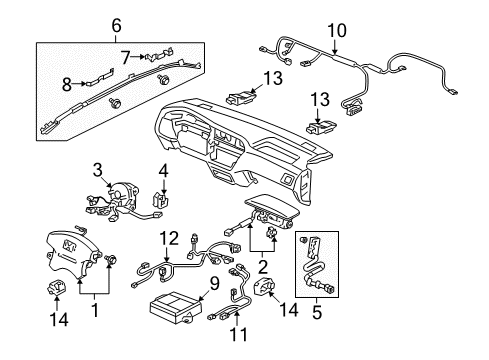 2005 Acura MDX Air Bag Components Sensor Assembly, Roll Rate Diagram for 77975-S3V-C02