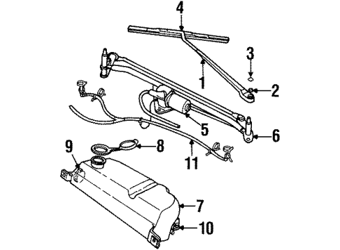 1997 Plymouth Prowler Wiper & Washer Components Cap-Washer Reservoir Diagram for 55076412