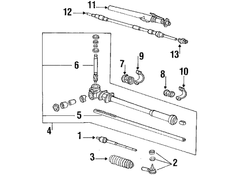 1984 Honda Civic Steering Column & Wheel, Steering Gear & Linkage Rack, Steering Diagram for 53427-SB2-671