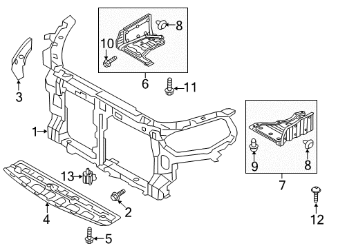 2012 Hyundai Azera Automatic Temperature Controls Carrier Assembly-Front End Module Diagram for 64101-3V001