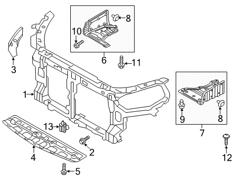 2015 Hyundai Azera Automatic Temperature Controls Carrier Assembly-Front End Module Diagram for 64101-3V050