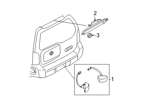 2005 Nissan Xterra High Mounted Stop Lamp, License Lamps Lamp Assembly-Licence Plate Diagram for 26510-EA000