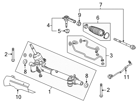 2013 Buick Regal Steering Column & Wheel, Steering Gear & Linkage Gear Asm, Hydraulic R/Pinion Steering Diagram for 19330578