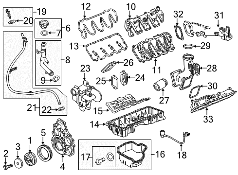 2016 Chevrolet Silverado 3500 HD Filters Front Cover Diagram for 12624280