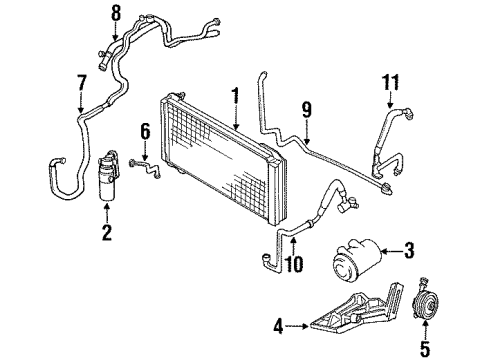 1991 Nissan 300ZX Air Conditioner Tube-Front Cooler, High A Diagram for 92441-33P00