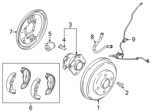 2017 Toyota Yaris iA Brake Components Wheel Cylinder Overhaul Kit Diagram for 47550-WB002