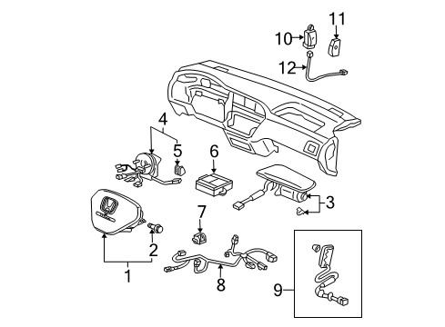 2003 Honda Pilot Air Bag Components SRS Unit (Siemens) Diagram for 77960-S9V-A73