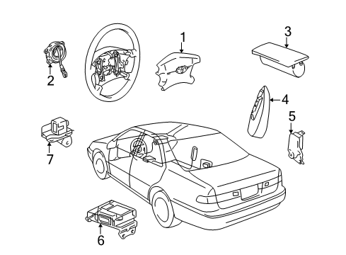 1998 Toyota Camry Air Bag Components Driver Air Bag Diagram for 45130-06050-C0