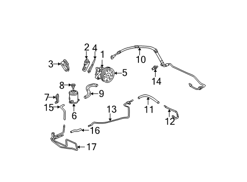 2007 Honda Accord P/S Pump & Hoses Hose, Power Steering Return Diagram for 53734-SDB-A01