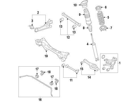2018 Kia Cadenza Rear Suspension Components, Lower Control Arm, Upper Control Arm, Stabilizer Bar BAR ASSY-RR STABILIZ Diagram for 55500F6000