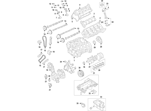 2019 Nissan Armada Engine Parts, Mounts, Cylinder Head & Valves, Camshaft & Timing, Variable Valve Timing, Oil Cooler, Oil Pan, Oil Pump, Crankshaft & Bearings, Pistons, Rings & Bearings Timing Chain-Camchaft Diagram for 13028-1LA6A