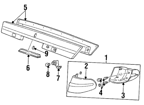1997 Lincoln Continental Tail Lamps, Rear Reflector Tail Lamp Assembly Diagram for F6OZ-13404-BA