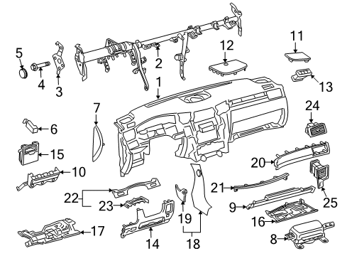 2008 Lexus LX570 Cluster & Switches, Instrument Panel Cover, Instrument Panel Bracket, Inner NO.1 RH Diagram for 55394-60020-A0
