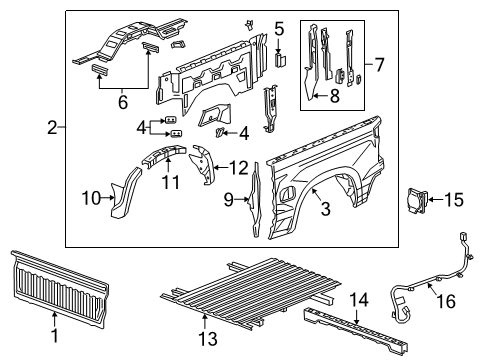 2021 Chevrolet Silverado 1500 Pick Up Box Components Side Panel Diagram for 84540754