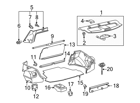 2006 Toyota Corolla Interior Trim - Rear Body Partition Panel Clip Diagram for 90467-07191-B1