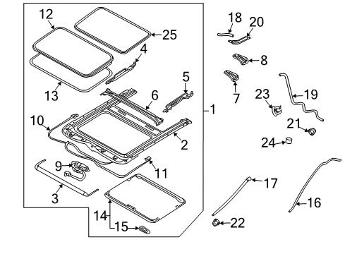 2007 Nissan Murano Sunroof Guide Assy-Sunroof, LH Diagram for 91359-CB04A