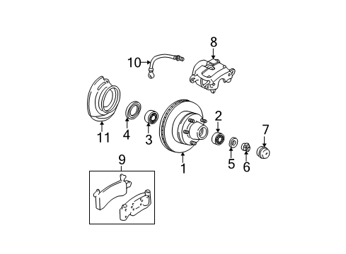 1994 Chevrolet Astro Brake Components Front Brake Rotor Assembly Diagram for 19202729