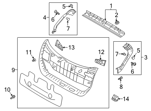 2018 Hyundai Kona Interior Trim - Lift Gate Trim Assembly-Tail Gate Frame Side Diagram for 81740-J9000-TRY