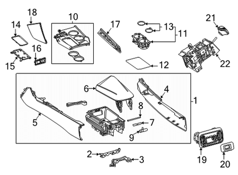 2021 Toyota Mirai Center Console Center Console Diagram for 58810-62030-C6