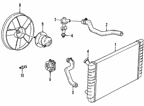 1999 Chevrolet Lumina Cooling System, Radiator, Water Pump, Cooling Fan Shroud Kit, Engine Electric Coolant Fan Diagram for 12367288