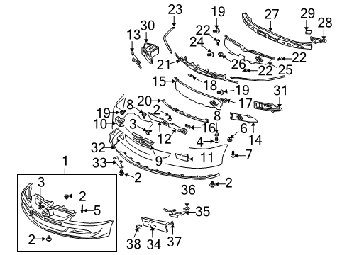 2005 Mitsubishi Lancer Front Bumper Grommet Diagram for MS480003